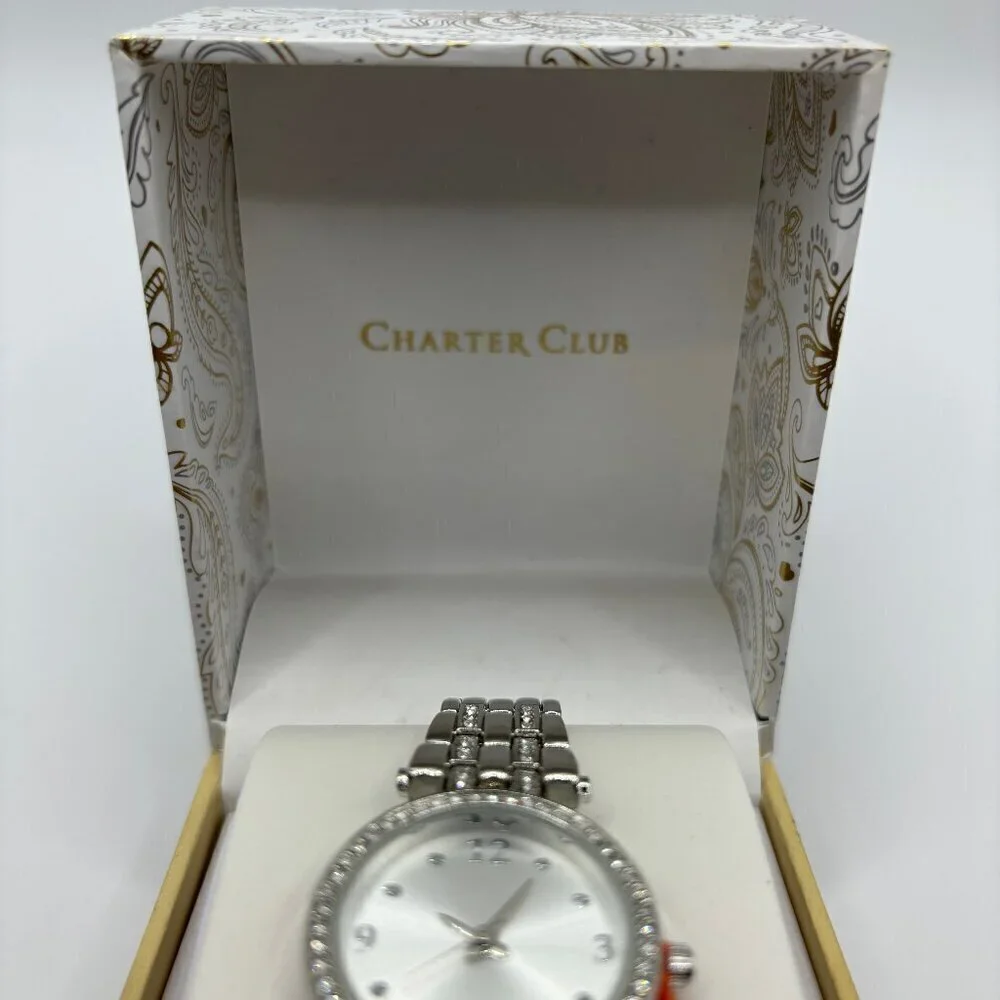 Charter Club Women’s Silver Round Link Watch - Picture 2 of 7